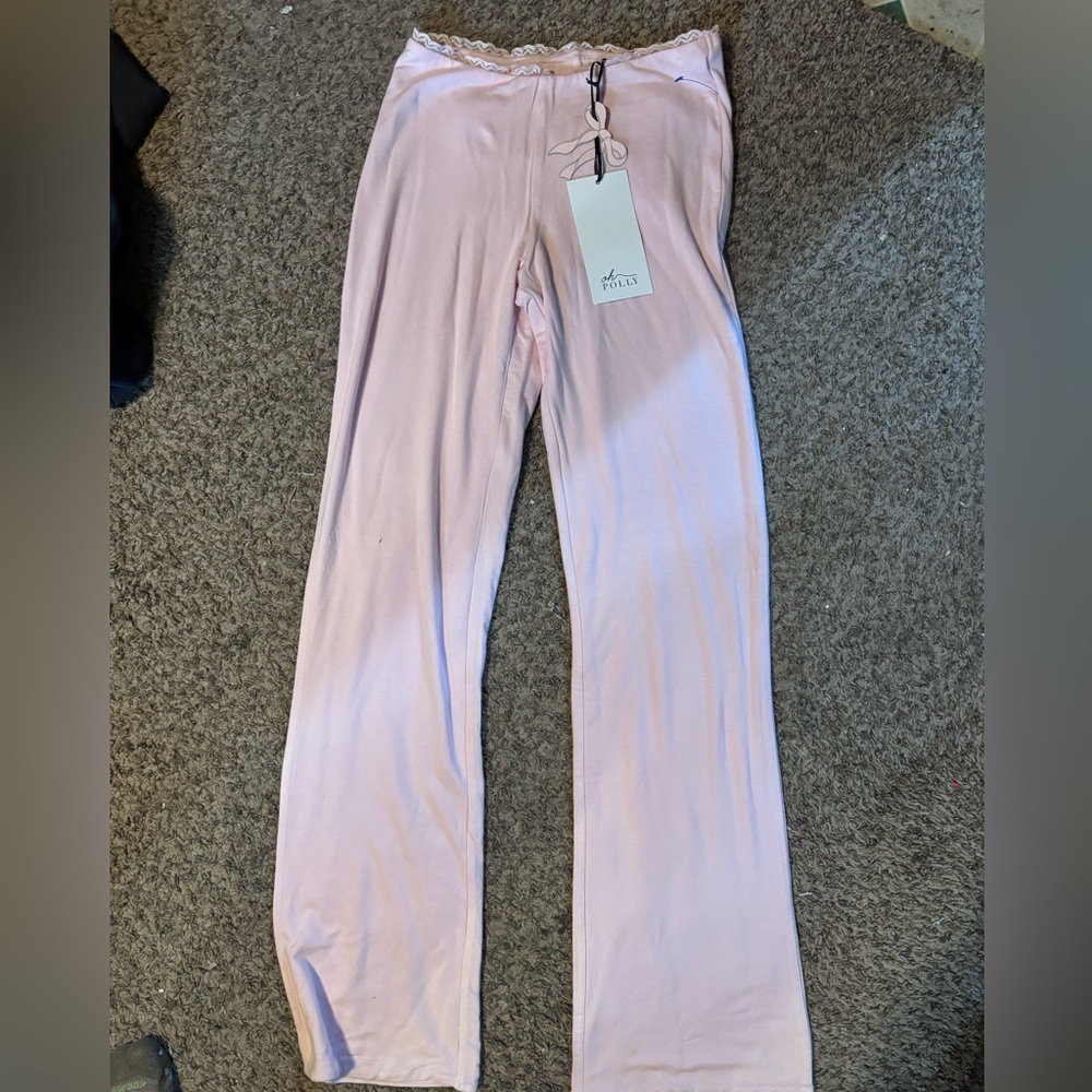 Oh Polly Pink Pajama Pants w ruffled Bow on Butt